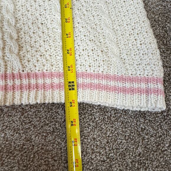 Ur My Lover Cardigan Chunky Cable Knit Button Cardigan Pink Cream Hearts L/XL - Picture 4 of 9